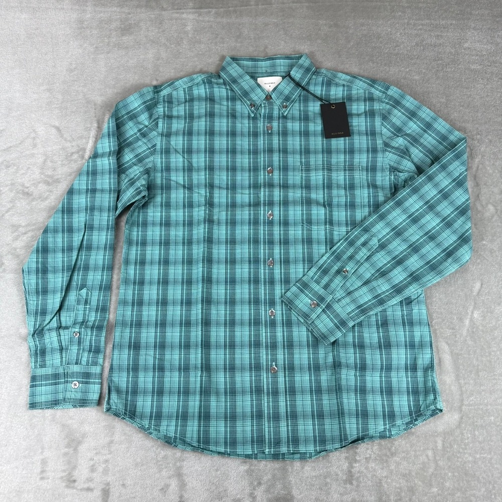 Billy Reid Tuscumbia Classic Shirt Mens Medium Nile Blue Shadow Plaid $198 NWT